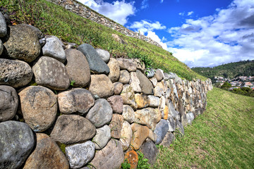 Pumapungo ruins, the ancient Inca city, in Cuenca, Ecuador, on a beautiful sunny afternoon.