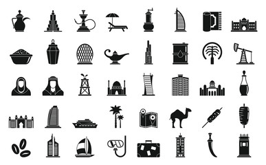 Dubai icons set. Simple set of Dubai vector icons for web design on white background