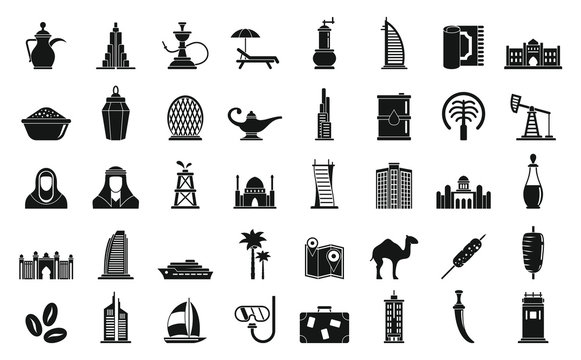Dubai icons set. Simple set of Dubai vector icons for web design on white background