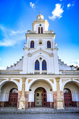 Fototapeta na wymiar Frontal view of the church in the 