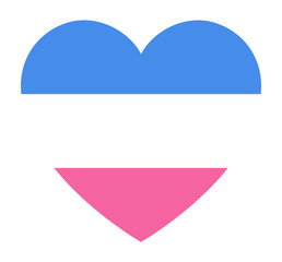 Heterosexual pride flag, in heart shape icon on white background, vector illustration