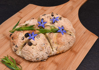 Baked spotted dick soda bread with raisins and currants
