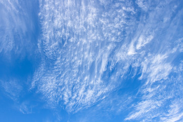 Clear blue sky and white clouds.