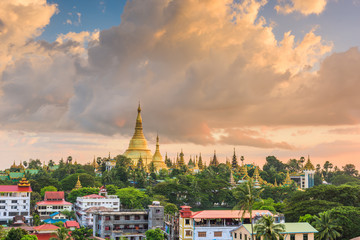 Yangon, Myanmar view of Shwedagon Pagoda