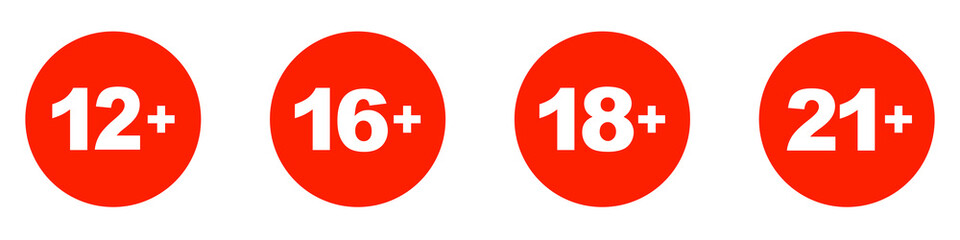 Obraz premium Age restriction signs isolated on a white background. Vector illustration