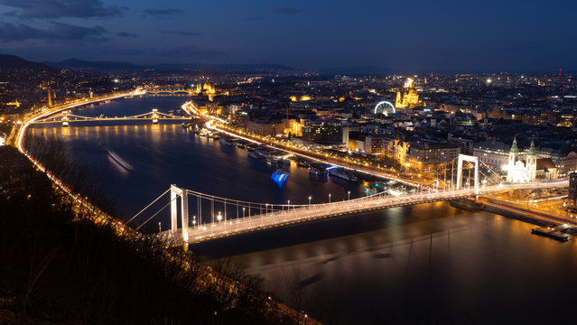 Budapest by night from Citadela
