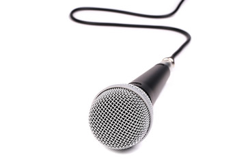 Microphone with cable isolated on white background