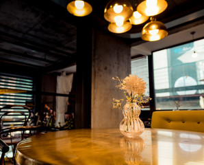 dining room interior with flowers