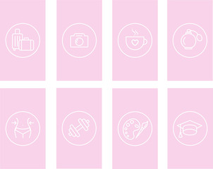 highlights stories for social media highlight covers for bloggers. icons for social media