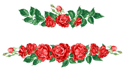 Vector graphic illustration with rose flowers in headline frame