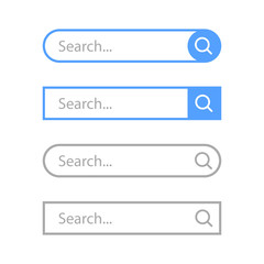Obraz premium Set of search button, UI elements. Vector template for browsers with search bar and text field. Modern menu for sites and apps.