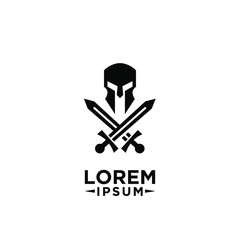 knight helmet, sword and shield logo icon design