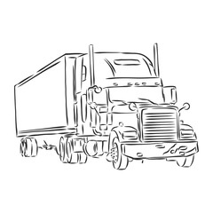 truck symbol, sketch in simple lines. truck vector sketch illustration