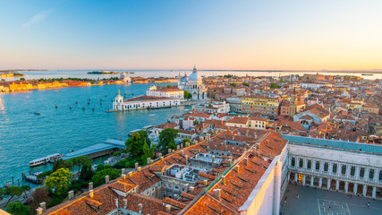 Cityscape of Venice skyline from top view in Italy