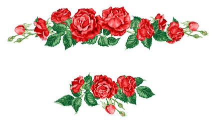 Vector graphic illustration with rose flowers in headline frame