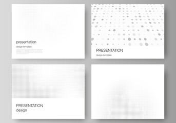 Fototapeta na wymiar Vector layout of presentation slides design business templates, multipurpose template for presentation brochure, brochure cover. Halftone effect decoration with dots. Dotted pattern for grunge style.