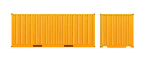 Yellow freight container.
Large container for ship isolated on a white background. Vector.