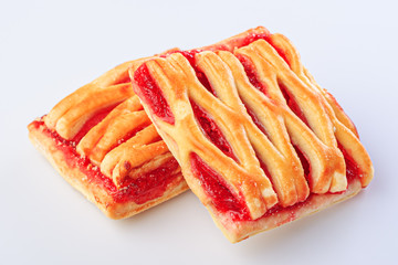 Cookies or Pastry with jam on white background, isolated