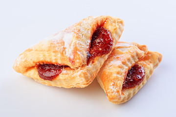 Cookies or Pastry with jam on white background, isolated