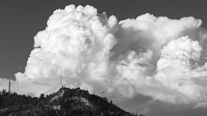Spectacular cumulonimbus behind Cerro San Cristobal, after a rainy day