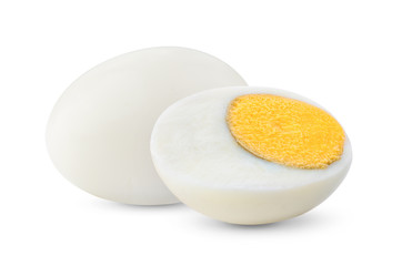 boiled egg on white background full depth of field