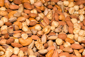 Nuts for sale at the market. Healthy eating concept. Salty snack