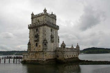 Fototapeta na wymiar The gateway Torre de Belem in Lisbon, Portugal