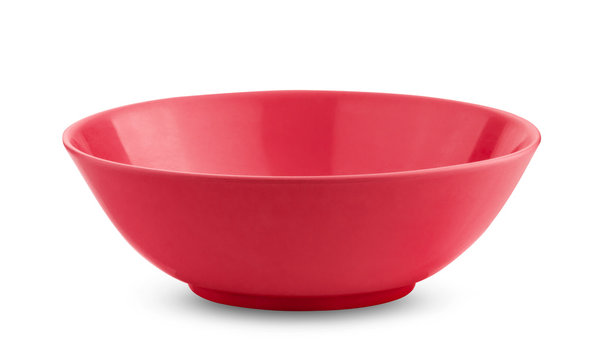 empty red bowl on white background