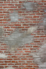 Old brick wall paint.Rough stone masonry.Vintage Design Element.Worn, broken wall requiring painting