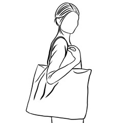 Group of Human carrying cotton bag,wearing hygiene face mask or fabric mask,prevent Corona epidemic,pm2.5,pollution,virus.Reduce the use of plastic bags New normal.Creative with illustration progress