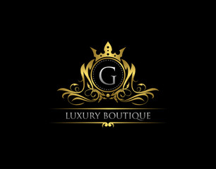 Luxury Royal King G Letter Crest Gold Logo template