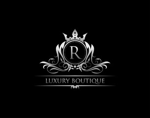 Luxury Royal King N Letter Crest Silver Logo template