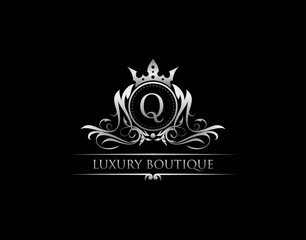 Luxury Royal King N Letter Crest Silver Logo template