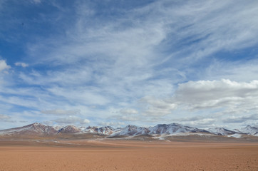 Mountains with snow in Salar de Uyuni