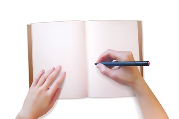 Notepad hands illustration