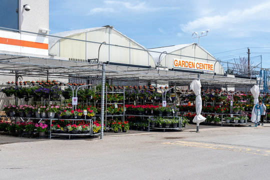 Toronto, Canada - May 9, 2019: A Home Depot's garden centre in Toronto, Canada. The Home Depot, Inc. is the largest home improvement retailer in the United States. 