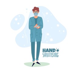 Hand sanitising illustration