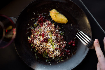 salad with pomegranate seeds