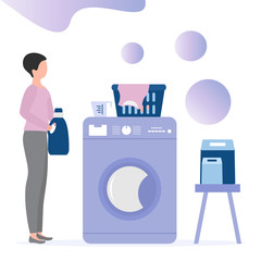 Vector Laundry service Washing clothes Household