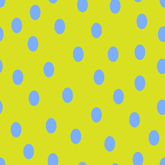 Seamless pattern with blue ovals on a green background. Suitable for fabric, wrapping paper, wallpaper, bags, clothes, dishes, cases on smartphones and tablets, wallets.