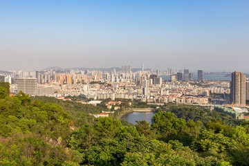 Fototapeta na wymiar Urban skyline of Haicang District in Xiamen, China