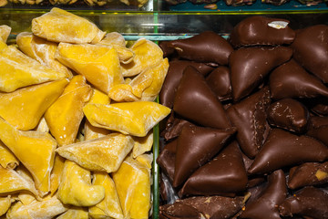Turkish specific dessert with nuts walnuts and honey, pastry named fistikli muska.