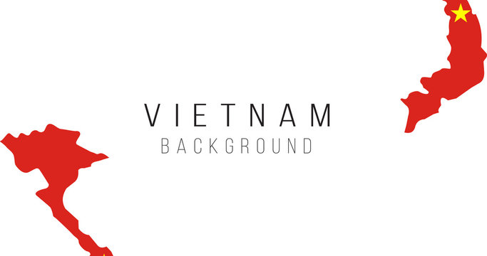 Vietnam flag map background. The flag of the country in the form of borders. Stock vector illustration isolated on white background.