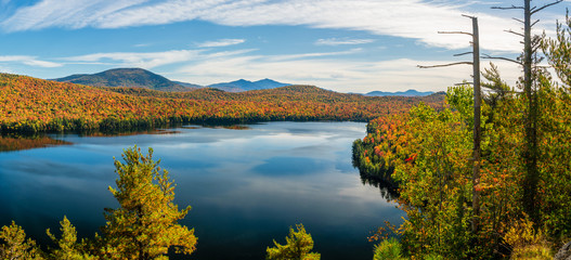 Silver Lake  Bog preserve - Autumn view of  Silver Lake from the bluffs - Adirondack Mountains new York