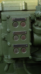 Fototapeta na wymiar Old Soviet military rocket launcher launch control panel