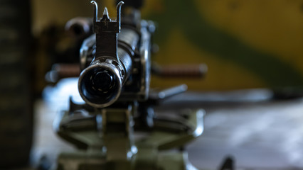 Fototapeta na wymiar Machine gun of the great Patriotic war. Combat weapon. Vintage Close-up.