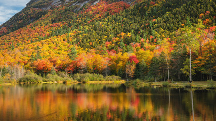 Autumn - Saco River Pond at Willey House off Crawford Notch Road in the White Mountains of New...