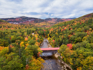 New Hampshire - Kancamagus Highway  in Autumn - Albany Covered Bridge in the White Mountains