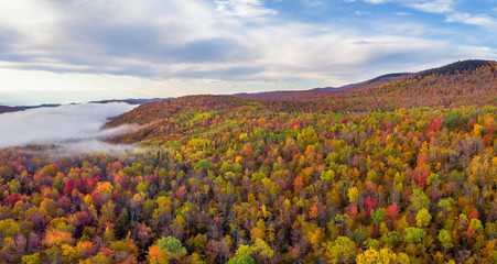 Groton State Forest Vermont morning lake fog in Autumn