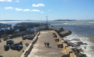 Old wall in the fort of Essaouira, Morocco in a sunny day